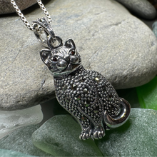 Load image into Gallery viewer, Sitting Pretty Marcasite Cat Necklace
