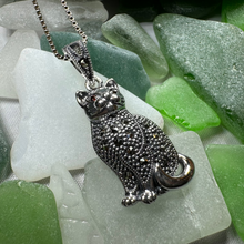 Load image into Gallery viewer, Sitting Pretty Marcasite Cat Necklace