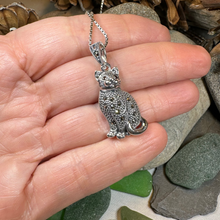 Load image into Gallery viewer, Sitting Pretty Marcasite Cat Necklace