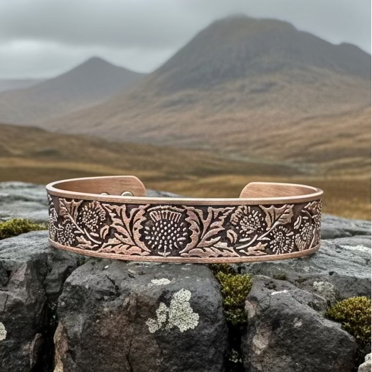 Scottish Thistle Copper Cuff Bracelet