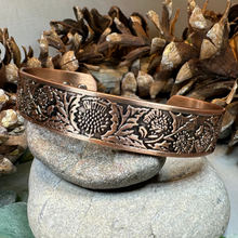 Load image into Gallery viewer, Scottish Thistle Copper Cuff Bracelet