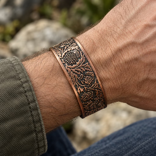 Scottish Thistle Copper Cuff Bracelet — view 2