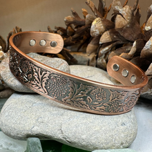Load image into Gallery viewer, Scottish Thistle Copper Cuff Bracelet