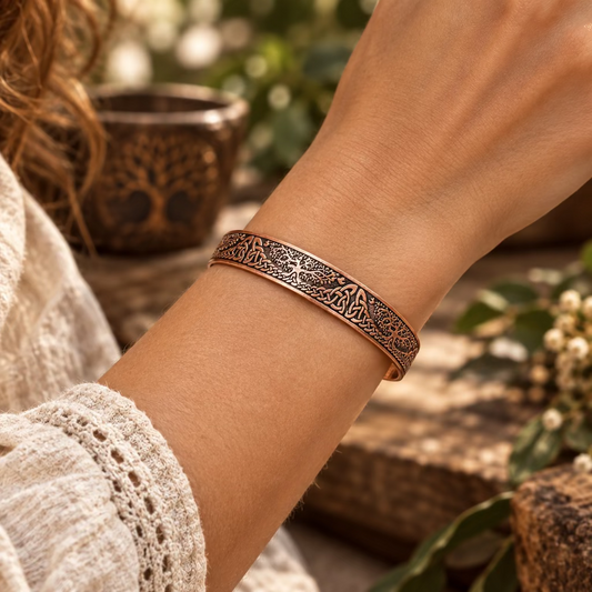 Slim Tree of Life Copper Cuff Bracelet — view 2