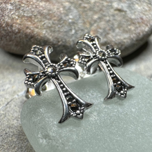 Load image into Gallery viewer, Marcasite Cross Stud Earrings