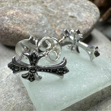 Load image into Gallery viewer, Marcasite Cross Stud Earrings