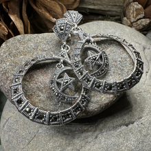 Load image into Gallery viewer, Crescent Moon Marcasite Earrings