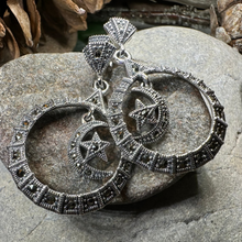 Load image into Gallery viewer, Crescent Moon Marcasite Earrings