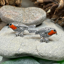 Load image into Gallery viewer, Redbreasted Robin Marcasite Earrings