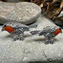 Load image into Gallery viewer, Redbreasted Robin Marcasite Earrings