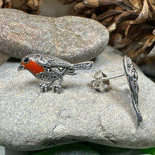 Load image into Gallery viewer, Redbreasted Robin Marcasite Earrings