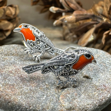 Load image into Gallery viewer, Redbreasted Robin Marcasite Earrings