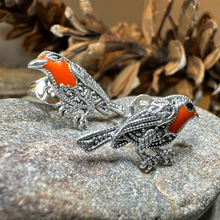 Load image into Gallery viewer, Redbreasted Robin Marcasite Earrings