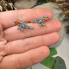 Load image into Gallery viewer, Redbreasted Robin Marcasite Earrings