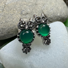 Load image into Gallery viewer, Mackenna Owl Marcasite Earrings