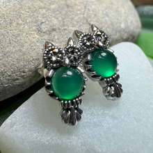 Load image into Gallery viewer, Mackenna Owl Marcasite Earrings