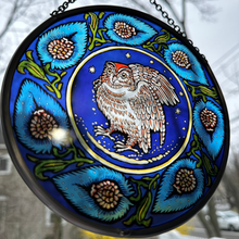 Load image into Gallery viewer, William De Morgan Owl Suncatcher