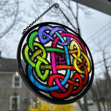 Load image into Gallery viewer, Celtic Eternal Knot Stained Glass