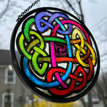 Load image into Gallery viewer, Celtic Eternal Knot Stained Glass