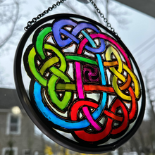 Load image into Gallery viewer, Celtic Eternal Knot Stained Glass