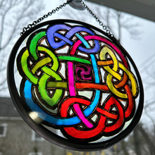 Load image into Gallery viewer, Celtic Eternal Knot Stained Glass