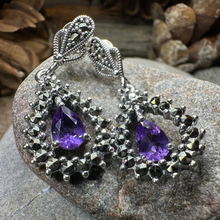 Load image into Gallery viewer, Bebe Amethyst Marcasite Earrings
