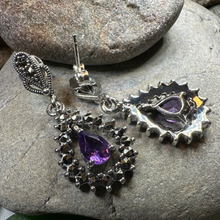 Load image into Gallery viewer, Bebe Amethyst Marcasite Earrings