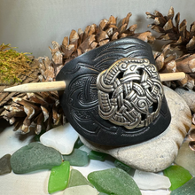Load image into Gallery viewer, Celtic Shieldmaiden Leather Hair Slide
