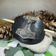 Load image into Gallery viewer, Thor's Hammer Leather Hair Slide