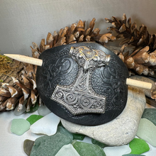 Load image into Gallery viewer, Thor's Hammer Leather Hair Slide