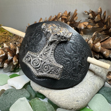 Load image into Gallery viewer, Thor's Hammer Leather Hair Slide