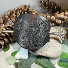 Load image into Gallery viewer, Celtic Dragon Leather Hair Slide