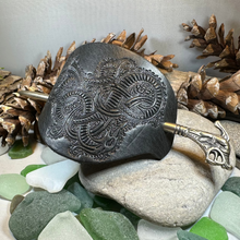 Load image into Gallery viewer, Celtic Dragon Leather Hair Slide