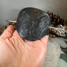Load image into Gallery viewer, Celtic Dragon Leather Hair Slide
