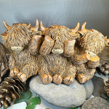 Load image into Gallery viewer, Three Wise Highland Cows Figurine