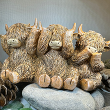 Load image into Gallery viewer, Three Wise Highland Cows Figurine