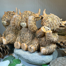 Load image into Gallery viewer, Three Wise Highland Cows Figurine