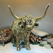 Load image into Gallery viewer, Large Golden Highland Cow Figurine
