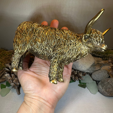 Load image into Gallery viewer, Large Golden Highland Cow Figurine