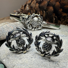 Load image into Gallery viewer, Classic Scottish Thistle Tie Bar & Cufflink Set