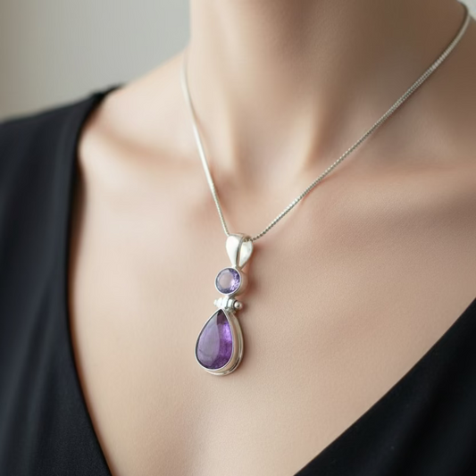 Celtic Amethyst Dusk Necklace in sterling silver