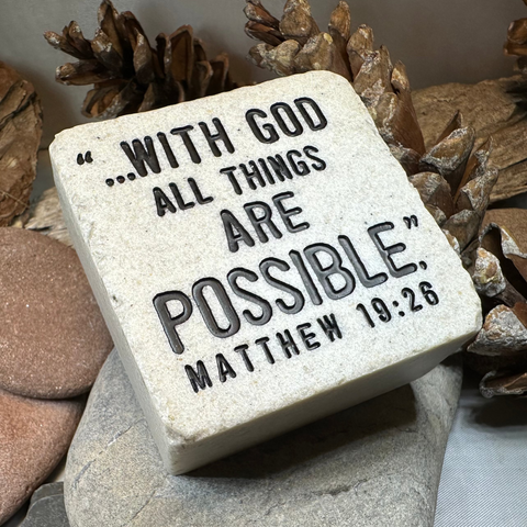 Load image into Gallery viewer, With God Bible Quote Standing Stone