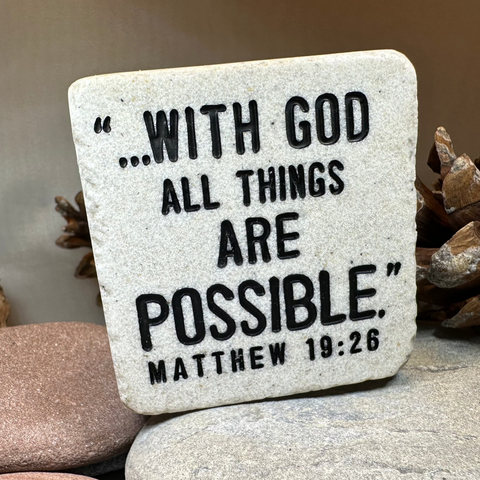 Load image into Gallery viewer, With God Bible Quote Standing Stone