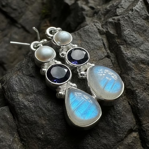Load image into Gallery viewer, Ava Moonstone Earrings for Women