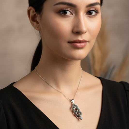 Alchemy Celtic Snake Necklace in Sterling Silver