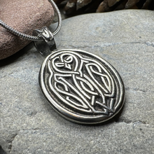 Load image into Gallery viewer, Celtic Owl Pewter Necklace