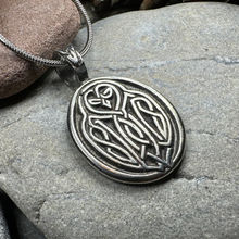Load image into Gallery viewer, Celtic Owl Pewter Necklace