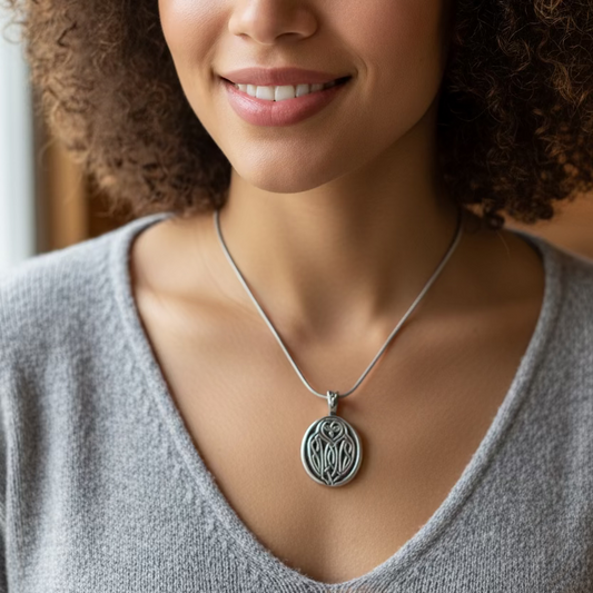Celtic Owl Pewter Necklace — view 2