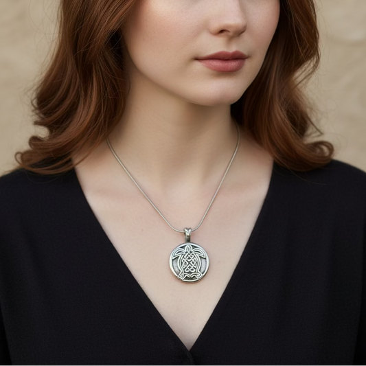 Celtic Turtle Pewter Necklace — view 2