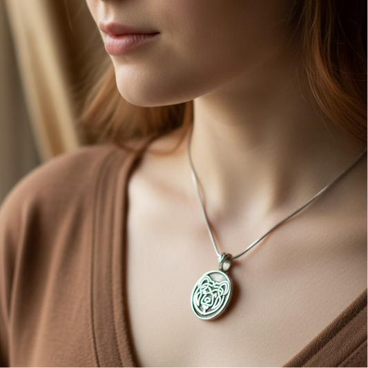 Celtic Bear Pewter Necklace — view 2